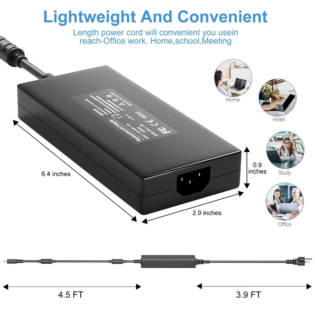 Alt view image 6 of 6 - 240W USB Tip Charger Compatible with MSI GE76 GE66 GP76 Raider A20-240p2a Fit for MSI GE76 GE66 GP66 GS77 Raider Laptop Chicony a20-240p2a