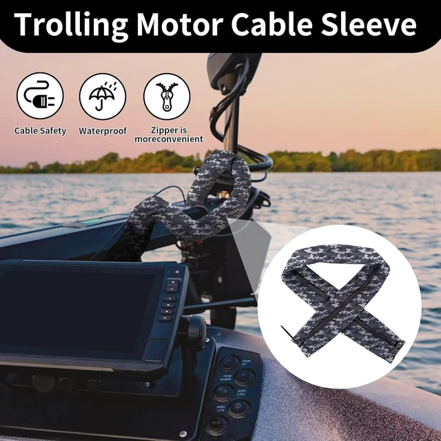 Alt view image 6 of 7 - 2PCS 48-Inch Trolling Motor Cable Sleeve,Zippered Rigging Sleeve,Made of Neoprene Thick Trolling Motor Sleeve,Great for Cover Wire and Extension Cords (Camouflage Blue)
