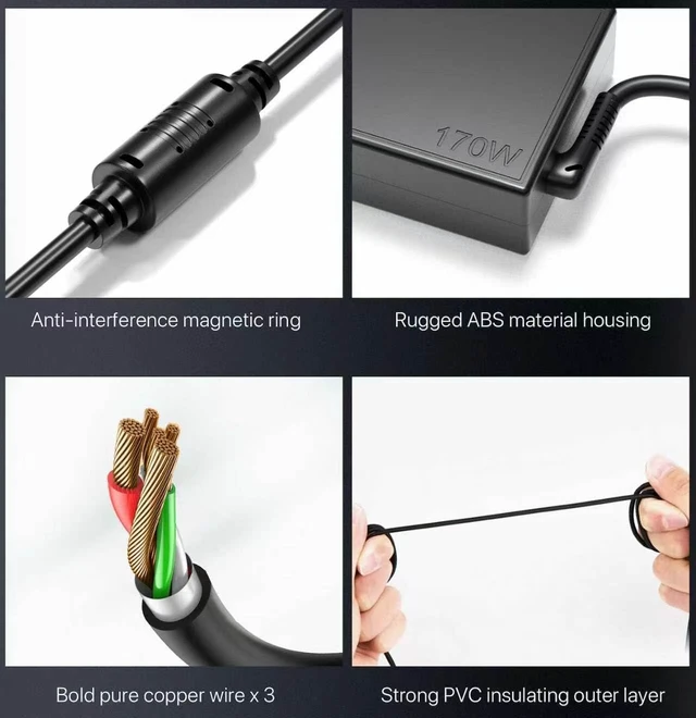 Alt view image 3 of 6 - 170W Charger Fit for Lenovo Thinkpad P1 P16 P50 P51 P52 P53 P70 P71 P73 P17 P15 T15g P15v T15p W540 W541 X1 Extreme Gen 6 5 4 3 2 1 Laptop ADL170SCC3A 4X20S56697 AC Adapter Power Supply