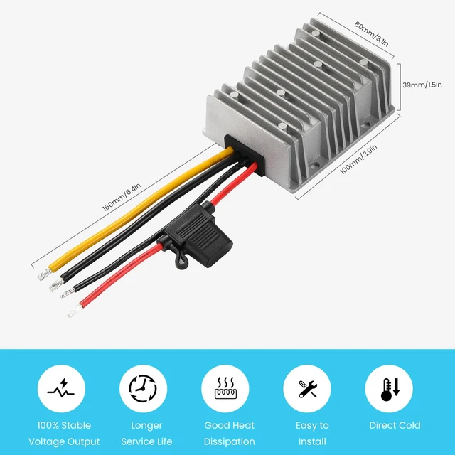 Alt view image 6 of 7 - 24V to 12V 40A 480W Power Supply Transformer - Industrial Grade Buck Converter with Overload/Short Circuit Protection for Ham Radio, CCTV System