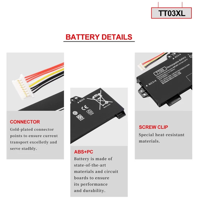 Alt view image 4 of 7 - TT03XL 932824-421 Battery Fit for HP EliteBook 755 G5 850 G5 850 G6 ZBook 15U G5 G6 HSTNN-LB8H HSTNN-DB8K TT03XL-BTI TT03056XL-PL HSN-I13C-5 932824-1C1 932824-2C1 933322-855 11.55V 56WH