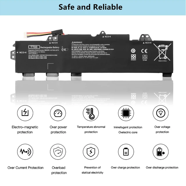 Alt view image 6 of 7 - TT03XL 932824-421 Battery Fit for HP EliteBook 755 G5 850 G5 850 G6 ZBook 15U G5 G6 HSTNN-LB8H HSTNN-DB8K TT03XL-BTI TT03056XL-PL HSN-I13C-5 932824-1C1 932824-2C1 933322-855 11.55V 56WH