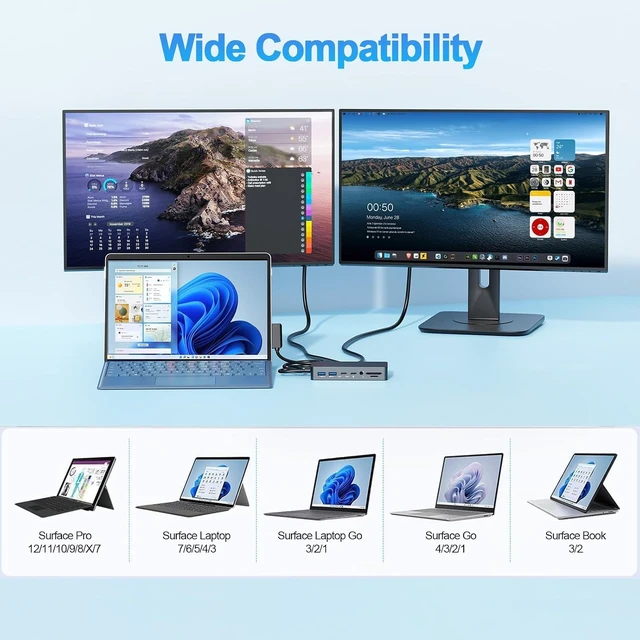 Alt view image 5 of 7 - New Surface Thunderbolt 4 Dock Triple Displays 4K@60Hz HDMI+USB C+DP Compatible Surface Pro 12/11/10/9/8/X/7+/7, Surface Laptop 7/6/5/4/3, Surface Go 4/3/2/1, Surface Laptop Go 3/2/1, Surface Book 3/2