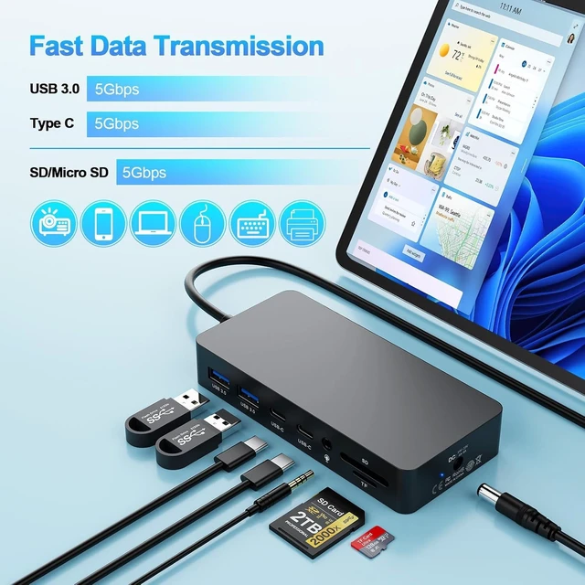 Alt view image 6 of 7 - New Surface Thunderbolt 4 Dock Triple Displays 4K@60Hz HDMI+USB C+DP Compatible Surface Pro 12/11/10/9/8/X/7+/7, Surface Laptop 7/6/5/4/3, Surface Go 4/3/2/1, Surface Laptop Go 3/2/1, Surface Book 3/2