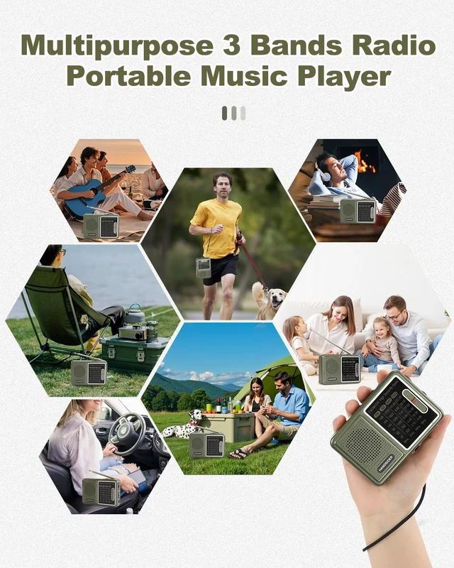Alt view image 7 of 7 - FM AM SW Transistor Radio with Rechargeable Battery, Portable Pocket Radio with Full Shortwave, Mini Battery Operated Shortwave Emergency Tool, Type C Charging & Headphone Jack(Full Shortwave Version)