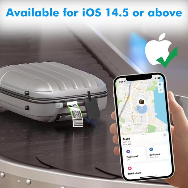 Alt view image 7 of 7 - Hidden Luggage Tracker for iPhone, Apple Find My Luggage Tag Wireless Rechargeable Suitcase Tracker & Luggage Locator, Waterproof Tag for Checked Bags and Backpacks