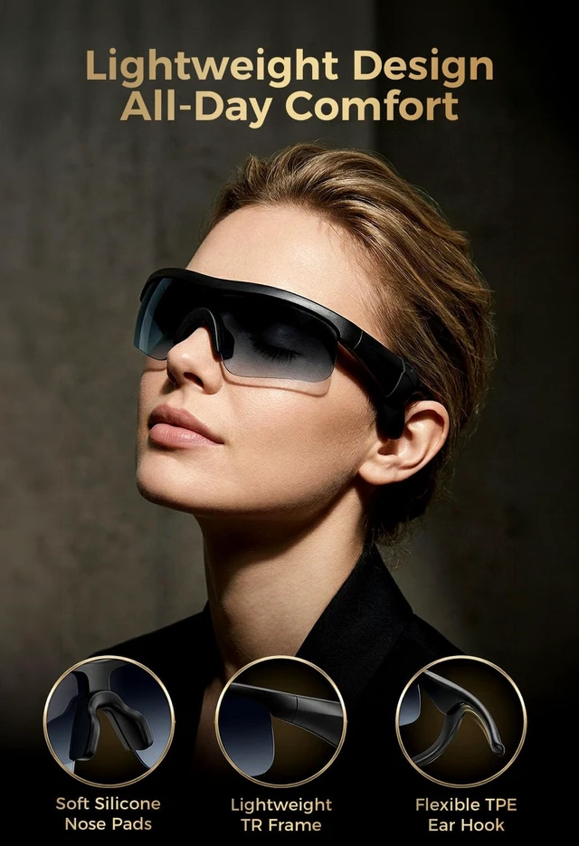 Alt view image 6 of 7 - Bluetooth Audio Sunglasses: Polarized UV400 Open Ear Glasses Polarized UV400 lenses with open-ear audio, Bluetooth connectivity and clear sound for outdoor activities