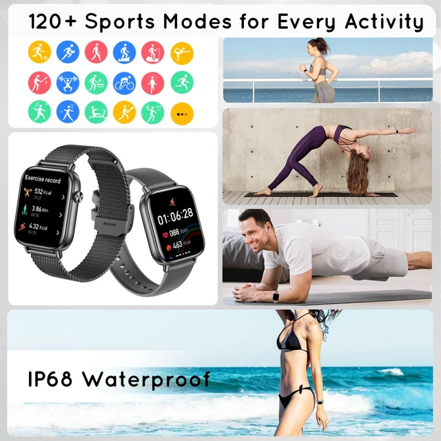 Alt view image 3 of 7 - Smart Watch for Men for Android iPhone 1.83" HD 3 Bands Answer/Make Calls Fitness Step Tracker Smartwatch with Heart Rate/Sleep Monitor, 120+ Sports Modes IP68 Waterproof, Black
