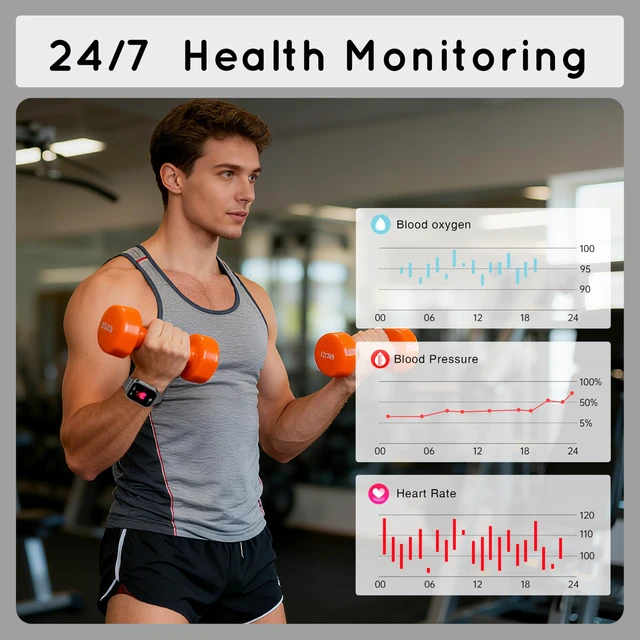 Alt view image 6 of 7 - Smart Watch for Men for Android iPhone 1.83" HD 3 Bands Answer/Make Calls Fitness Step Tracker Smartwatch with Heart Rate/Sleep Monitor, 120+ Sports Modes IP68 Waterproof, Black