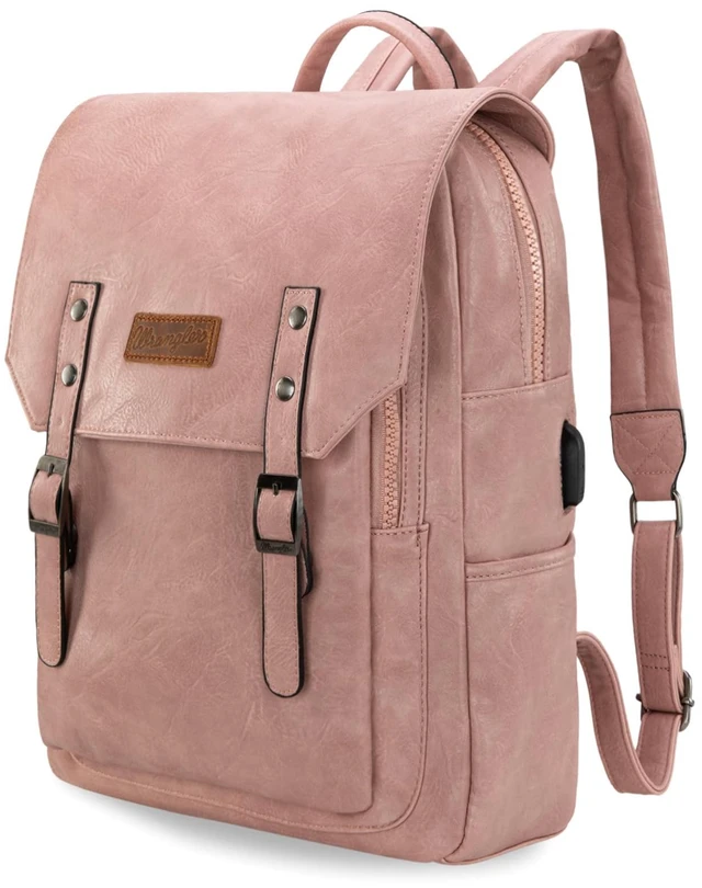 Main image of Wrangler Laptop Backpack with USB Charging Port, Vintage Travel Work College Bookbag for Women Men