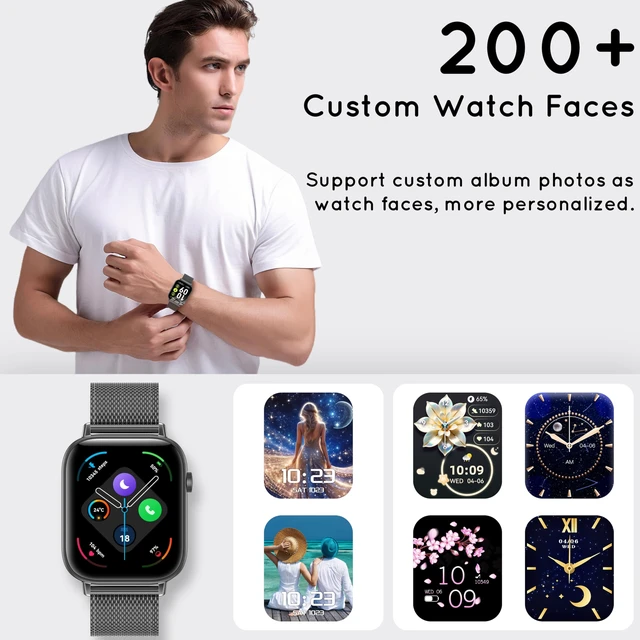 Alt view image 7 of 7 - Smart Watch for Men for Android iPhone 1.83" HD 3 Bands Answer/Make Calls Fitness Step Tracker Smartwatch with Heart Rate/Sleep Monitor, 120+ Sports Modes IP68 Waterproof, Black