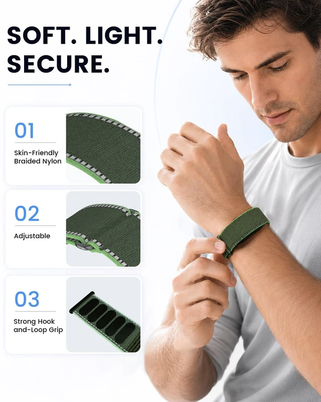 Alt view image 4 of 6 - Braided Nylon Band Compatible with Garmin CIRQA Smart Band Breathable Hook and Loop Sport Replacement Watch Strap for Women and Men