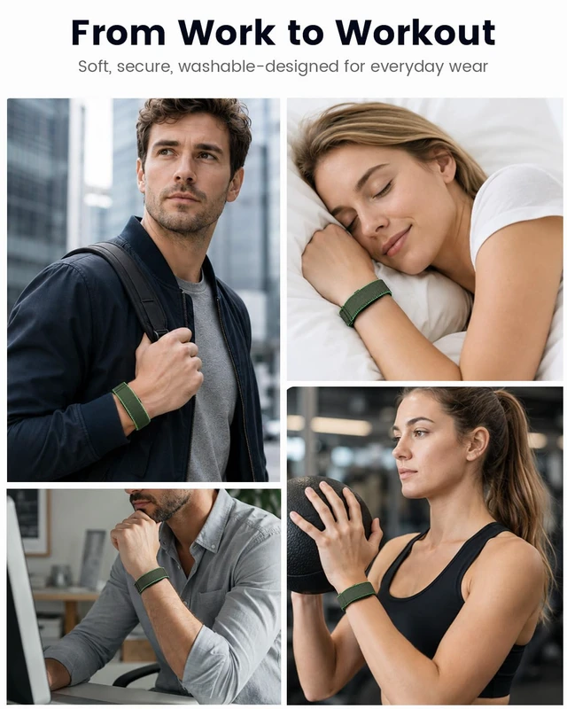 Alt view image 6 of 6 - Braided Nylon Band Compatible with Garmin CIRQA Smart Band Breathable Hook and Loop Sport Replacement Watch Strap for Women and Men