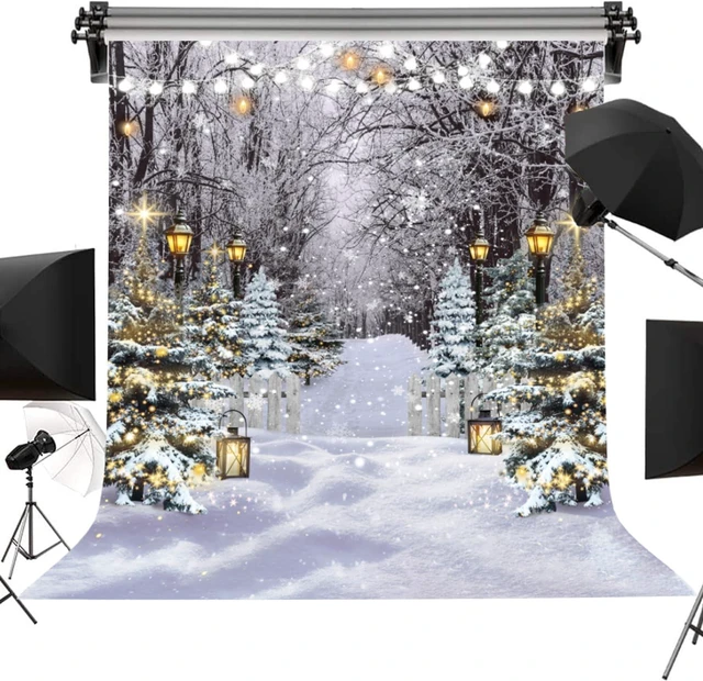 Main image of Winter Wonderland Scene Backdrop 8x10FT Winter Snowflake Christmas Tree Forest Scene Photography Background Snowy Xmas Party Decorations Supplies Photo Props