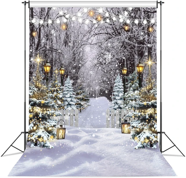Alt view image 2 of 7 - Winter Wonderland Scene Backdrop 8x10FT Winter Snowflake Christmas Tree Forest Scene Photography Background Snowy Xmas Party Decorations Supplies Photo Props
