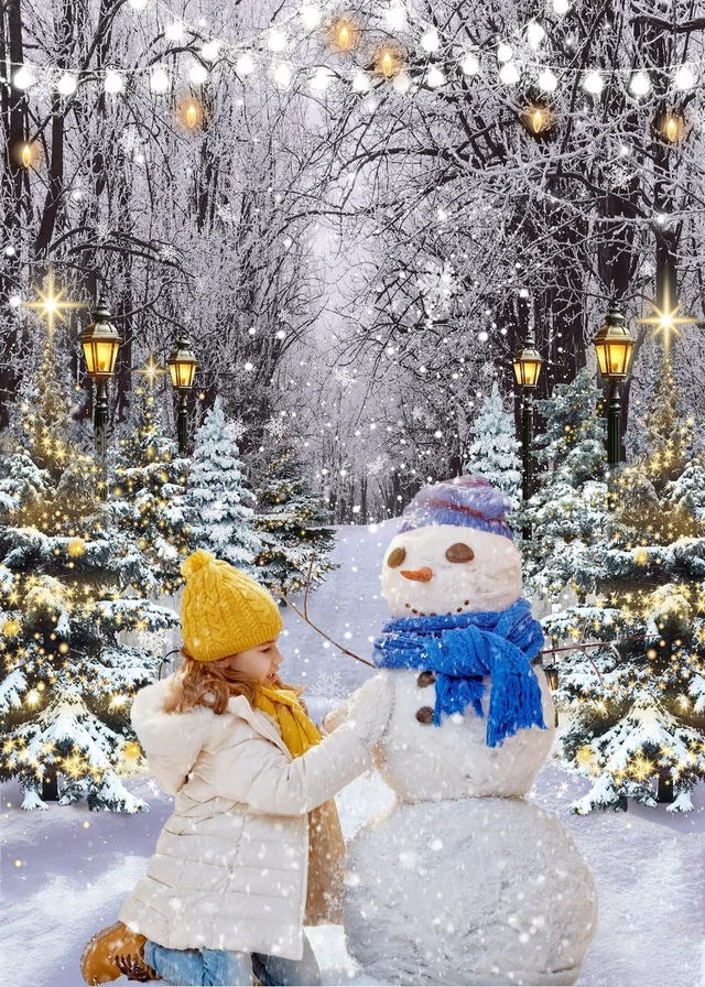 Alt view image 3 of 7 - Winter Wonderland Scene Backdrop 8x10FT Winter Snowflake Christmas Tree Forest Scene Photography Background Snowy Xmas Party Decorations Supplies Photo Props