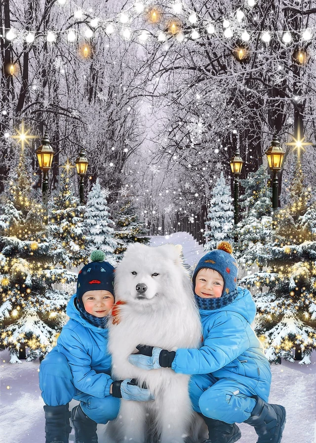 Alt view image 4 of 7 - Winter Wonderland Scene Backdrop 8x10FT Winter Snowflake Christmas Tree Forest Scene Photography Background Snowy Xmas Party Decorations Supplies Photo Props