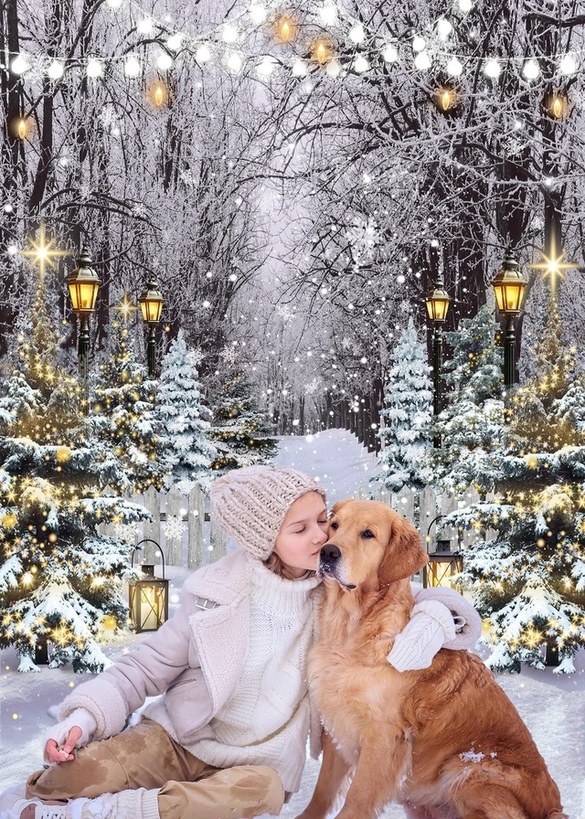 Alt view image 5 of 7 - Winter Wonderland Scene Backdrop 8x10FT Winter Snowflake Christmas Tree Forest Scene Photography Background Snowy Xmas Party Decorations Supplies Photo Props