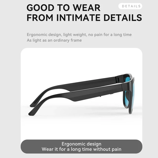 Alt view image 7 of 7 - GS01 Smart Bluetooth Sunglasses, Audio Sunglasses With Speaker, UV400 Polarized lens, Open Ear Music, Touch Control