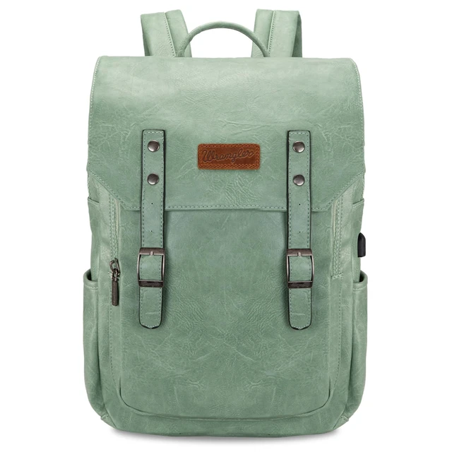 Alt view image 3 of 6 - Wrangler Laptop Backpack with USB Charging Port, Vintage Travel Work College Bookbag for Women Men
