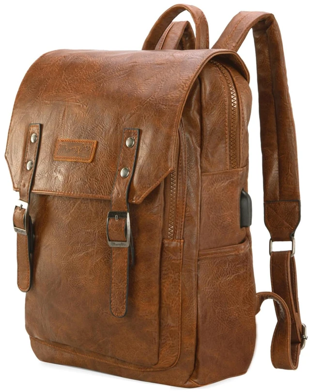 Main image of Wrangler Laptop Backpack with USB Charging Port, Vintage Travel Work College Bookbag for Women Men