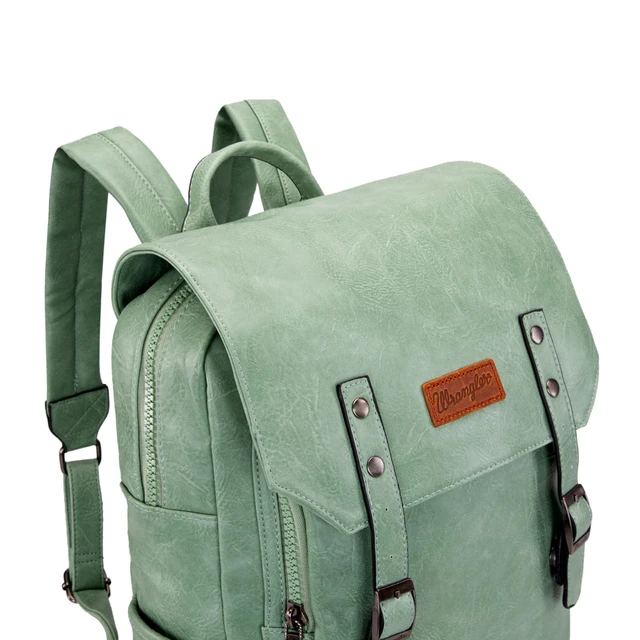 Alt view image 6 of 6 - Wrangler Laptop Backpack with USB Charging Port, Vintage Travel Work College Bookbag for Women Men