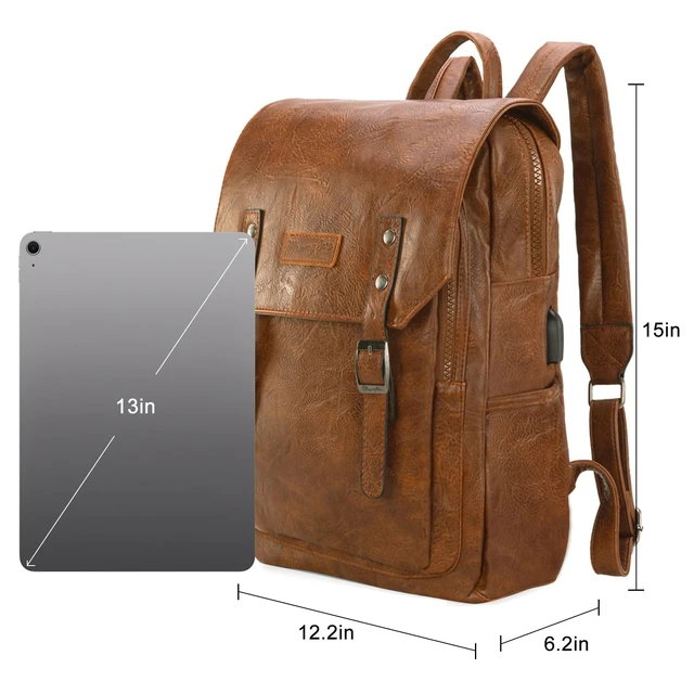 Alt view image 4 of 6 - Wrangler Laptop Backpack with USB Charging Port, Vintage Travel Work College Bookbag for Women Men