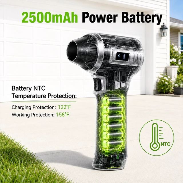 Alt view image 5 of 7 - Car Blower for Drying, Cordless Air Duster, 80000 High-Speed RPM Car Dryer Air Blower w/ 3 Speeds LED Light 3 Nozzles, Rechargeable Turbo Fan for Car Dryung, PC Electronics Cleaning & Garage