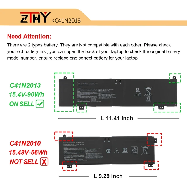 Alt view image 6 of 7 - 90Wh C41N2013 C41N2013-1 Laptop Battery for Asus ROG Strix G15 G513 G513QM G513QR G17 G713 G713QY G713IM Scar 15 G533 G533QM Zephyrus G15 GA503Q GA503QE M16 GU603 17 G733 S17 GX703 F15 FX507 A17 FA707