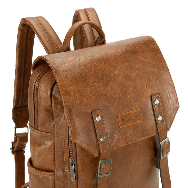 Alt view image 6 of 6 - Wrangler Laptop Backpack with USB Charging Port, Vintage Travel Work College Bookbag for Women Men