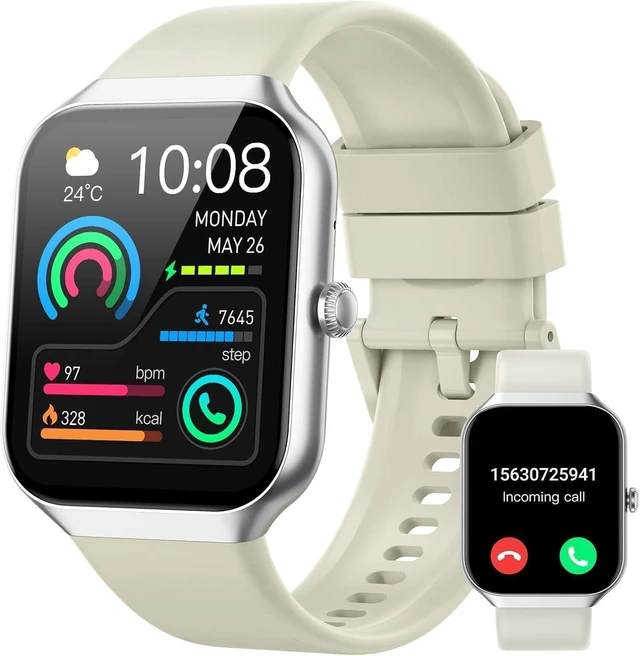 Main image of Smart Watch 2026 NEW 1.91" Smartwatch for Men Women(Answer/Make Call),Fitness Watch with 110+ Sport Modes, Reloj Inteligente with Sleep Monitor/Heart Rate/Step/Calories/IP68,for Android iOS, Beige