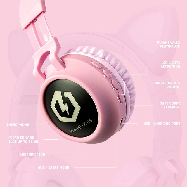 Alt view image 7 of 7 - Kids Headphones Wireless, LED Lights, 85dB Safe Volume Limit Bluetooth Headphones for Kids Over Ear, Foldable, Micro SD Mode, Built-in & Line-in Microphone for iPad,Phones,Tablets,Laptop