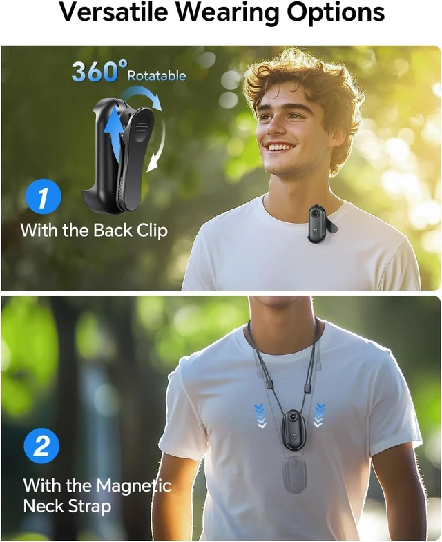 Alt view image 6 of 7 - 4K Mini Body Camera, 128GB Thumb-Size Wearable Camera, W4 magnetic neck strap, 360° rotatable clip and 96-minute recording for lectures, pet walking, cycling, sports and outdoor use