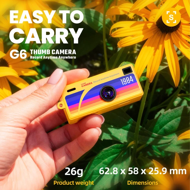Alt view image 5 of 7 - Mini Keychain Digital Camera, 1080P HD Video Recorder, Mirco Thumb Camera, Digicam,Video Recording,Bag Charm for Vlog Kids Adult Students (Yellow)