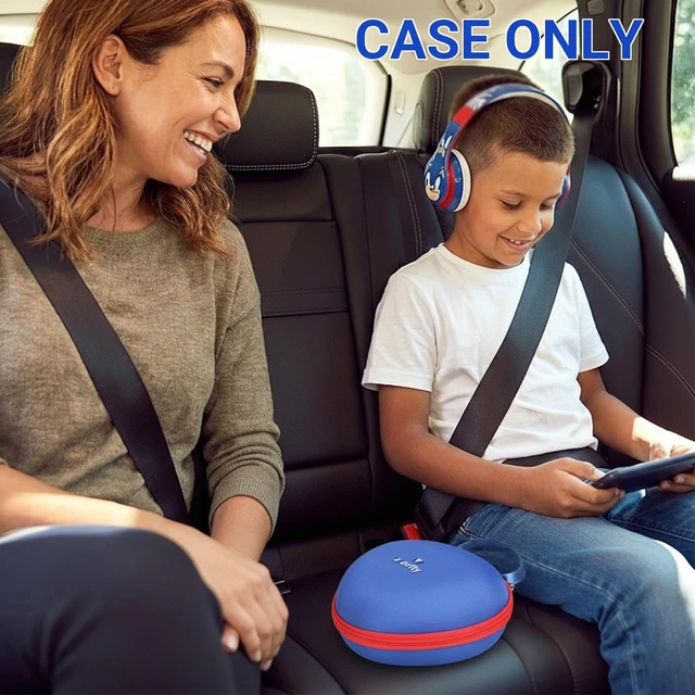 Alt view image 4 of 7 - Headphones Case Compatible with eKids Sonic The Hedgehog/eKids Super Mario/iClever Auraa(BTH24)/ iClever BTH27, Case for JoySpark/EarFun/VibeTune Bluetooth Headphones (Box Only) (Red-Blue)