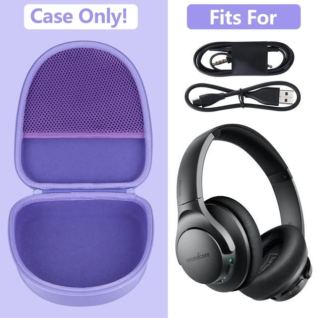 Alt view image 3 of 7 - Case for Anker Soundcore Life Q20 Q30 Q35 Q40 Q45 Q20+ Headphones Q20i Noise Cancelling Headphones Case, Hard Shell Shockproof, Mesh Bag Orgainizer, Lightweight Travel