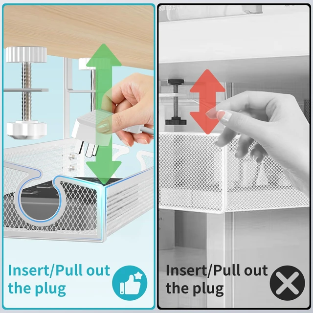 Alt view image 4 of 7 - Under Desk Cable Management Tray White, No Drill Desk Cable Management Organizer with Clamp for Desk Wire Management, PC Cord Organizer Accessories & Workspace Organizers for Office, Home(2 Pack)