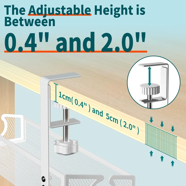 Alt view image 6 of 7 - Under Desk Cable Management Tray White, No Drill Desk Cable Management Organizer with Clamp for Desk Wire Management, PC Cord Organizer Accessories & Workspace Organizers for Office, Home(2 Pack)