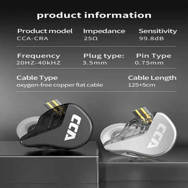 Alt view image 6 of 6 - in Ear Monitor CCA CRA Ultra-Thin Diaphragm Dynamic Driver IEM Earphones Bass Earbuds with 2Pin Removable Cord,Compatible with iPhone Android,iPad MP3, Fits All 3.5mm Interface Devices(Silver)