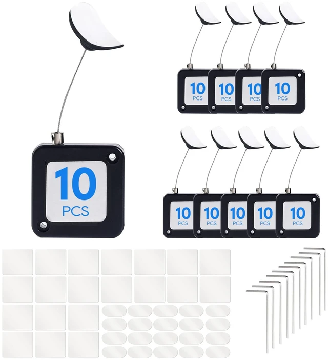 Main image of Retractable Remote Control Tether Lock: 6.5 ft Upgraded Pulling Force Security Lanyard Lock with Adjustable Cable Leash Length Clasp for TV Remote Control, Gaming Controller, Tablets Showroom (10 PCS)