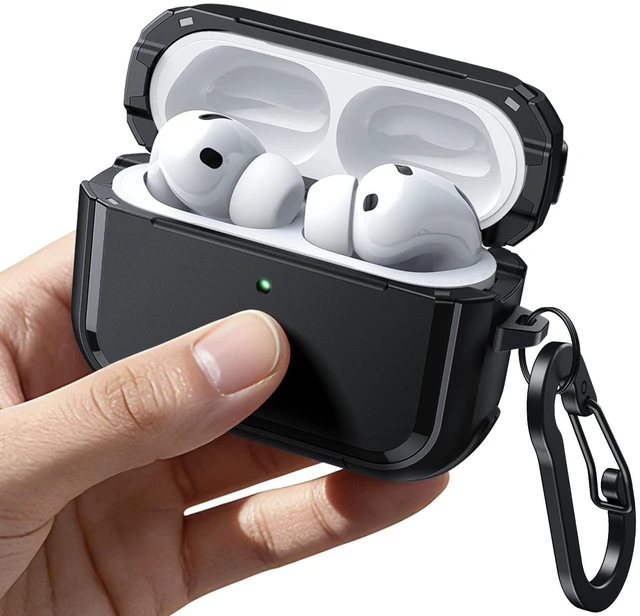 Main image of Magnetic Case for AirPods Pro 3 with Keychain, Black Powerful Drop Protection, Cover Compatible with MagSafe, Magnetic Lid, Front LED Visible