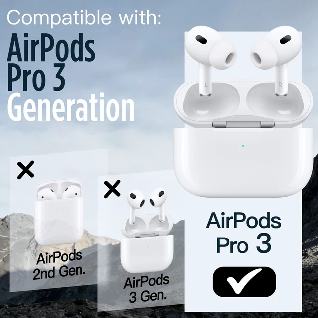 Alt view image 2 of 7 - Magnetic Case for AirPods Pro 3 with Keychain, Blue Powerful Drop Protection, Cover Compatible with MagSafe, Magnetic Lid, Front LED Visible