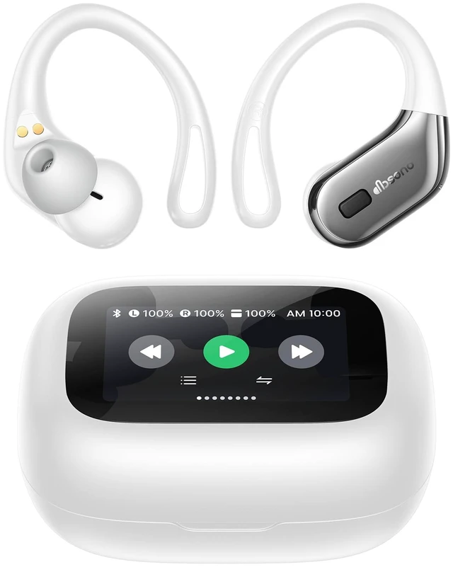 Main image of Wireless Earbuds 40H Bluetooth 5.3 Sport Headphones with Earhooks,White Sweatproof & Waterproof,In-ear Buds Feature Easy Button & Deep Bass, Stereo Sound Device for Gym Running Workout