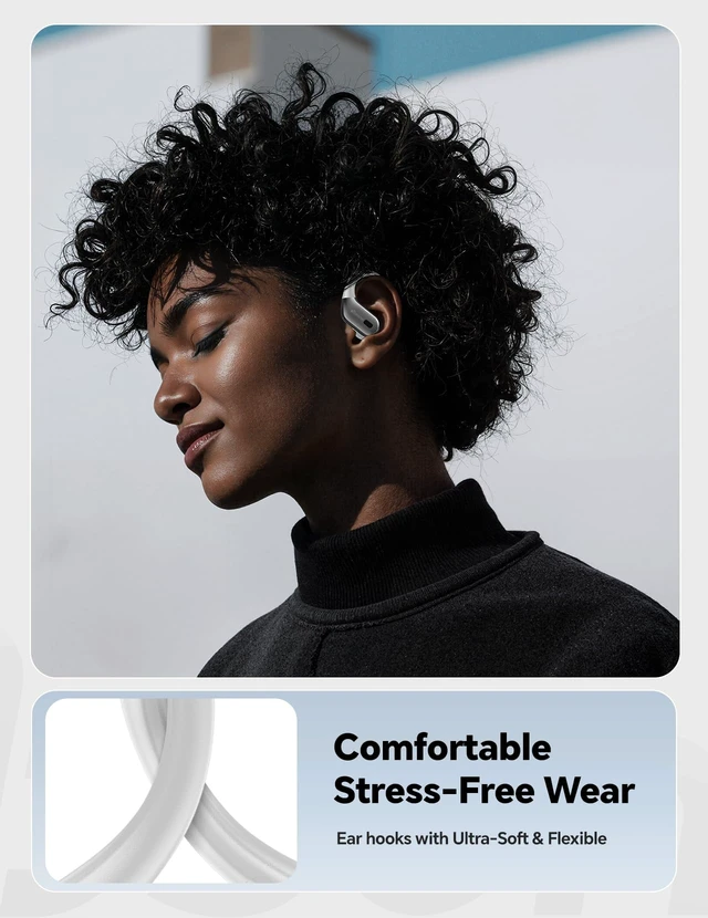 Alt view image 5 of 7 - Wireless Earbuds 40H Bluetooth 5.3 Sport Headphones with Earhooks,White Sweatproof & Waterproof,In-ear Buds Feature Easy Button & Deep Bass, Stereo Sound Device for Gym Running Workout