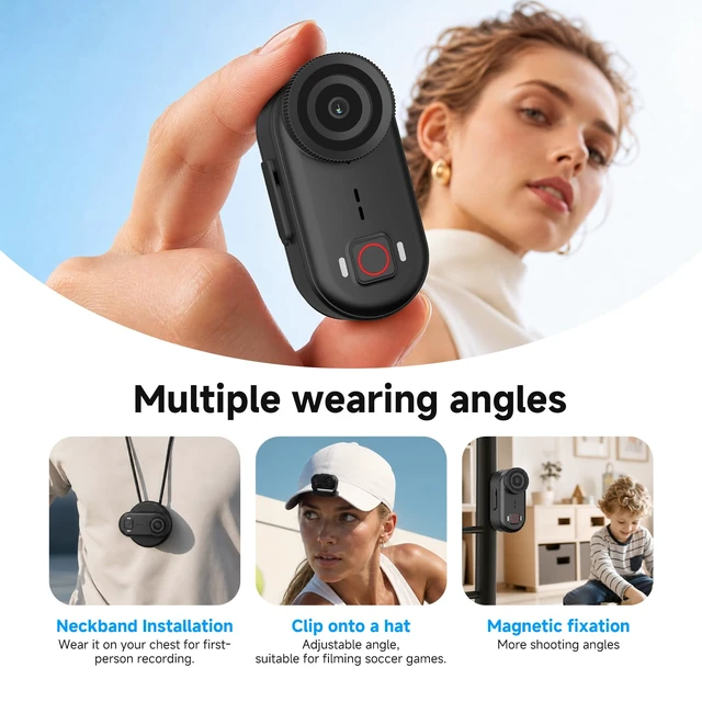 Alt view image 3 of 7 - SVGo M3 Mini Action Camera 4K Hands-Free POVs Wearable Camera(64GB) 43g Lightweight, Magnetic Quick Release, 300 Min Battery, 6-Axis EIS, 33ft Waterproof for Family Vlogging & Pet POV
