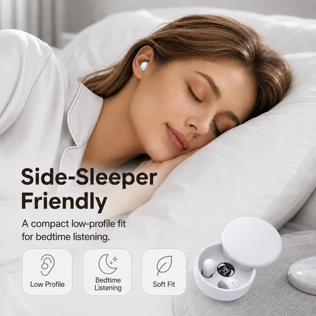 Alt view image 3 of 7 - Invisible Mini Sleep Earbuds, Tiny Wireless Bluetooth Earbuds(White) Small Ear Canals, Discreet Hidden In-Ear Headphones with Noise Blocking, Side Sleep Friendly & Ultra Lightweig