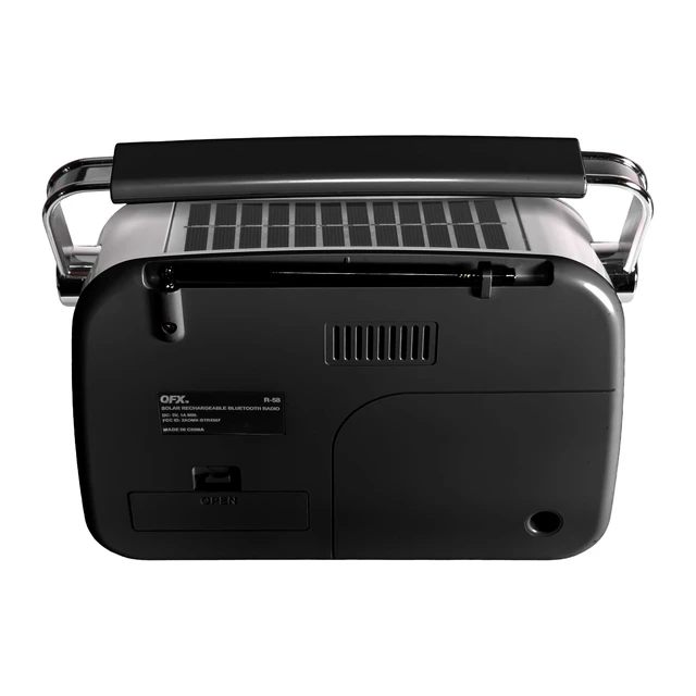 Alt view image 7 of 7 - Retro AM FM SW Portable Bluetooth Radio with Solar Panel, R-58, Black Rechargeable Battery, Supplemental Solar Charging, USB TF MP3 Player, Compact Utility Radio