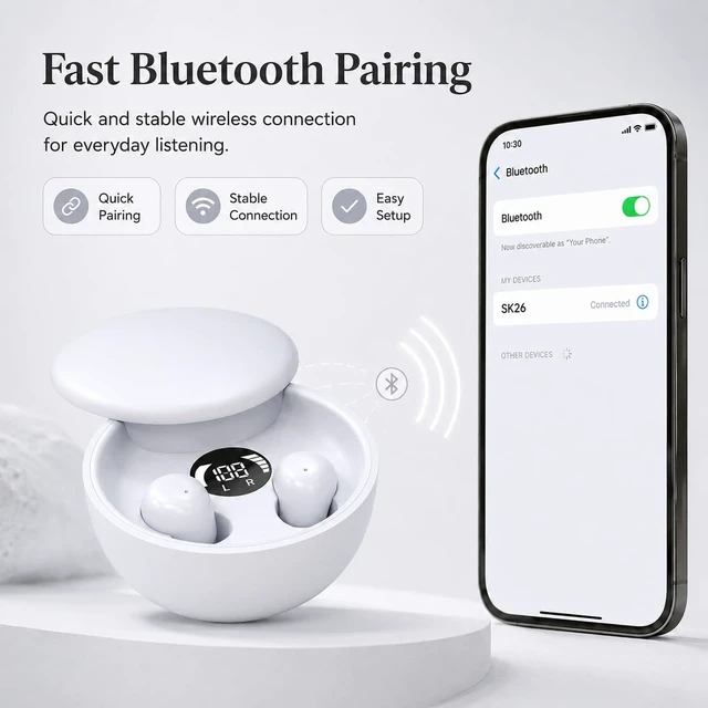 Alt view image 6 of 7 - Invisible Mini Sleep Earbuds, Tiny Wireless Bluetooth Earbuds(White) Small Ear Canals, Discreet Hidden In-Ear Headphones with Noise Blocking, Side Sleep Friendly & Ultra Lightweig