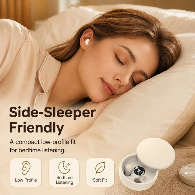 Alt view image 3 of 7 - Invisible Mini Sleep Earbuds, Tiny Wireless Bluetooth Earbuds(Skin) Small Ear Canals, Discreet Hidden In-Ear Headphones with Noise Blocking, Side Sleep Friendly & Ultra Lightweig
