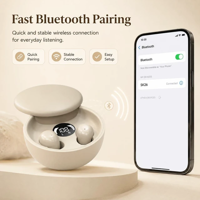 Alt view image 6 of 7 - Invisible Mini Sleep Earbuds, Tiny Wireless Bluetooth Earbuds(Skin) Small Ear Canals, Discreet Hidden In-Ear Headphones with Noise Blocking, Side Sleep Friendly & Ultra Lightweig
